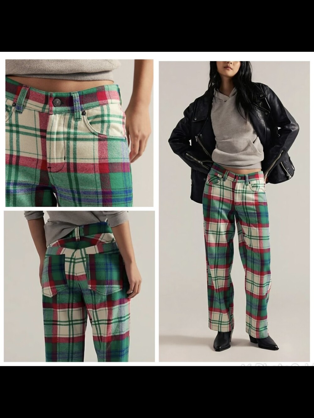 NWT Free People Cheers Plaid Pants